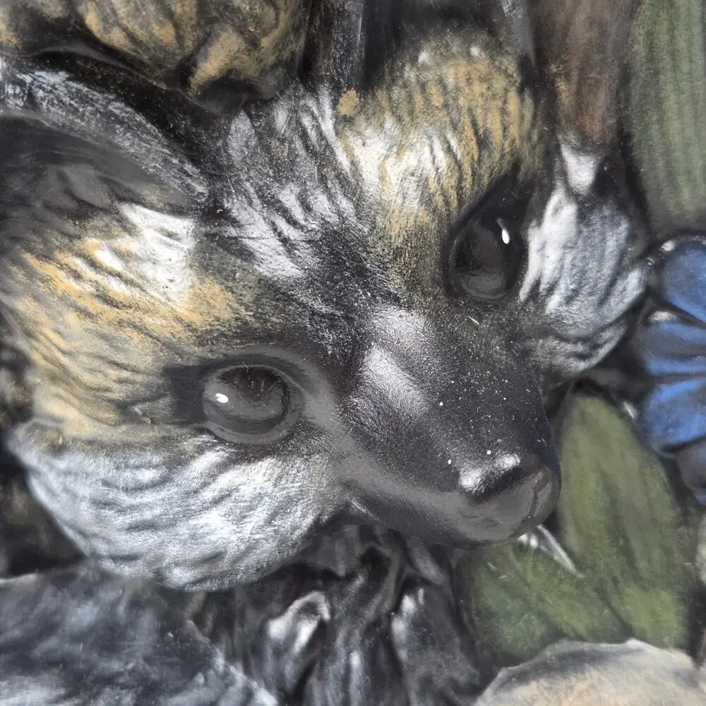 Vintage Woodland Fox & Kit Tree Stump Planter Ceramic Pot Decorative Art